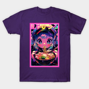 Cute Anime Girl |  Ramen Noodles | Hentaii Chibi Kawaii Design T-Shirt